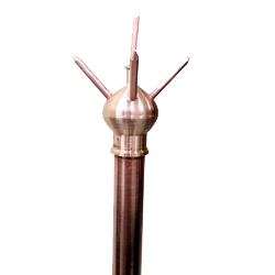Stainless steel M-Star multi-point air terminal mounted on a mast